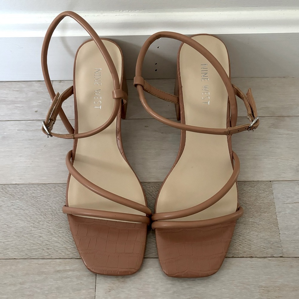 Nine West GRAYCE Nude Block Heel Dress Sandals